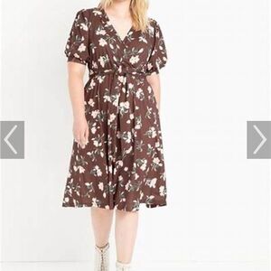 Floral Brown Wrap Dress